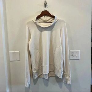 Prana womens cream pullover XL cowl neck athletic long sleeve minimalist cream